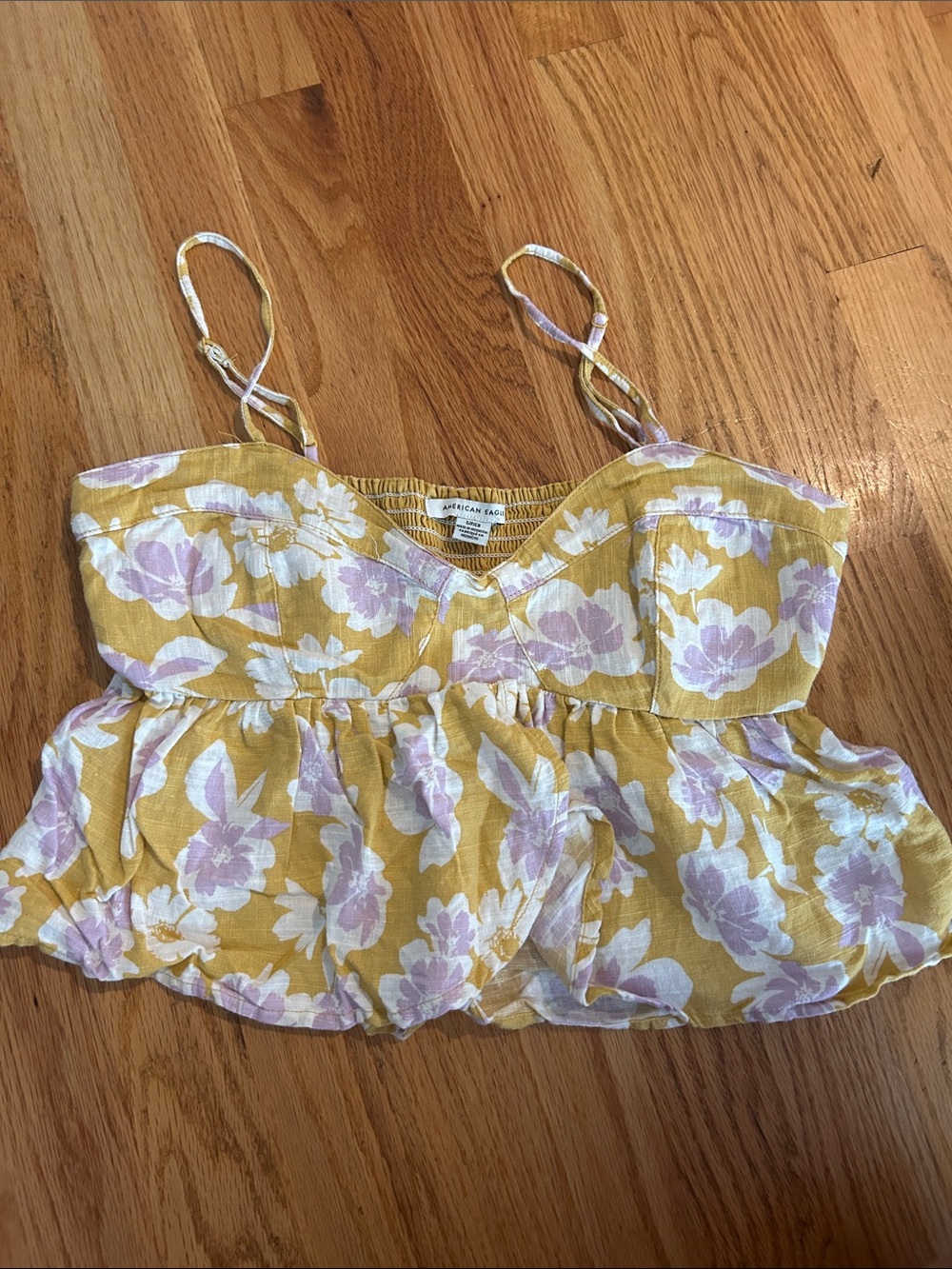 American Eagle Outfitters Yellow Floral Ruffle Cami